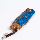 Epoxy Handle Folding Knife and Leather Sheath (1)